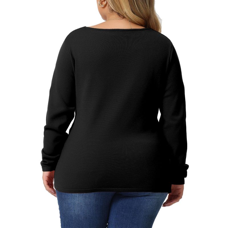 Agnes Orinda Women's Plus Size Knit Deep V Neck Wrap Curvy Pullover Sweaters, 4 of 6