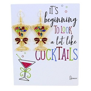 Roman 2.25 In Cocktail Earrings Christmas Seasonal Holiday Jewelry , Party Beverage (2PC) - 1 of 3