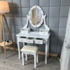 Jojoka Wood Makeup Vanity Set with Oval Mirror, LED Lights, 5 Drawers & Comfortable Stool, Vanity Desk and Study Table for Girls & Women - 4 of 4