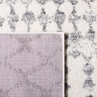 Ivory and Grey Hand-Knotted Synthetic Rectangular Area Rug