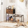 Elevated Pet Feeding Station Set: 2 - Tier Food & Water Bowl Stand with Storage Drawer, Rustic Wood & Metal Frame, Ideal for Small Spaces - 2 of 4