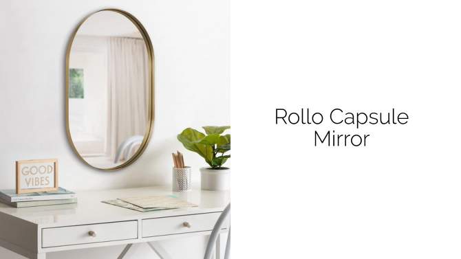 16&#34; x 48&#34; Rollo Capsule Framed Decorative Wall Mirror Silver - Kate &#38; Laurel All Things Decor, 2 of 9, play video
