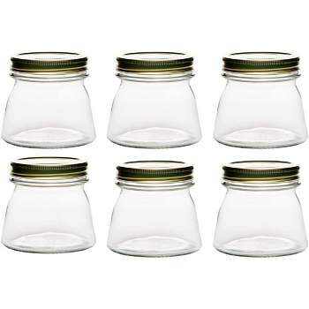 Amici Home Cantania Canning Jar, Airtight, Italian Made Food Storage Jar Clear with Golden Lid, 6-Piece,18 oz.