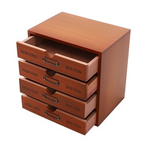 YIYIBYUS 4-tier Desktop Storage Cabinet, Antique Desktop Organizer Box with 4 Drawers - 1 of 4