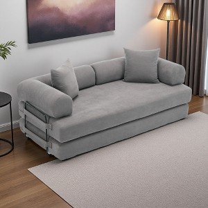 78.5" Corduroy Folding Convertible 3-Seater Sofa with Sleeper & DIY Modular Design - 1 of 4