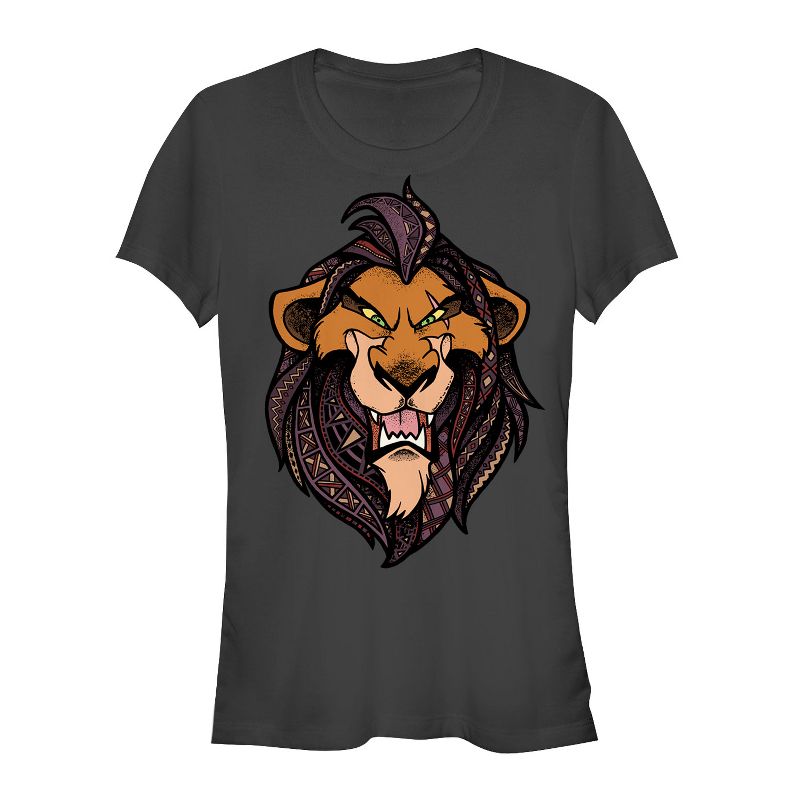 Juniors Womens Lion King Grinning Scar Face T-Shirt, 1 of 4