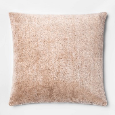 24"x24" Oversized Faux Rabbit Fur Square Throw Pillow Brown - Threshold™