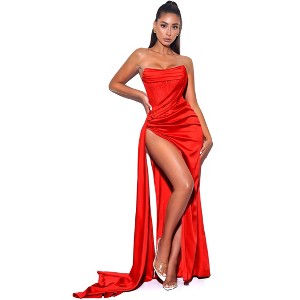 miss circle dress red Miss Circle Women Susanna Red Gingham Halter Drop Waist Midi Dress