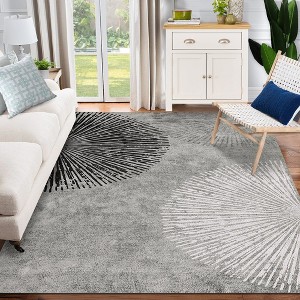 Garvee Modern Abstract Area Rug,Low Pile Rug -Non Slip Non Shedding Rug,Soft Floor Carpet Foldable Thin Rug - 1 of 4
