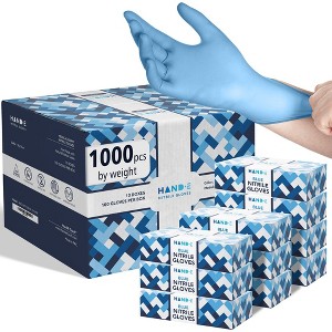 Hand-E Nitrile Exam Gloves, 3 Mil Thickness, Latex & Powder Free, Perfect for Cleaning & Cooking - 1000 Pack - 1 of 4
