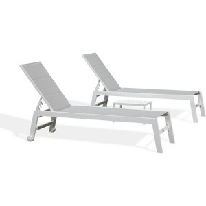 PURPLE LEAF Outdoor Chaise Lounge Set Adjustable Recliner with Side Table Aluminum Outdoor Lounger - 1 of 4