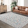 Area Rugs, Washable Floral Rugs, Soft Texture Floral Rug - Non Slip Washable Low Pile Carpet for Bedroom, Living Room, Office, Kids Room - 2 of 4
