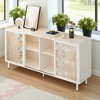 Mid Century Rustic Sideboard Buffet with Sliding Doors, Solid Wood Accent Cabinet for Dining Room, Living Room, or TV Stand - 4 of 4
