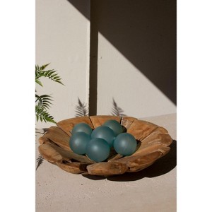 Round Recycled Teakwood Compote – 6" Tall Decorative Bowl by Kalalou - 1 of 3