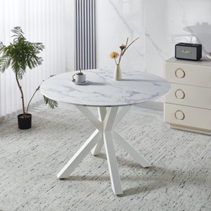 PAGED Round Coffee Table Contemporary End Table with MDF Top and Metal Legs, Dining Table for Living Room - 1 of 4