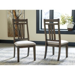 Set of 2 Wyndahl Dining Upholstered Side Chair Rustic Brown - Signature Design by Ashley: Lodge-Style, Textured Beige - 1 of 3