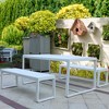 Aoodor Outdoor 3-Piece Aluminum Picnic Table Set,  Rectangular Patio Dining Table with Benches - 2 of 4