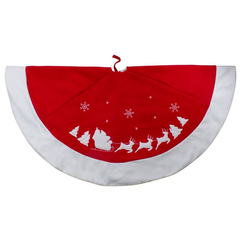 Northlight Santa Claus and Reindeer Christmas Tree Skirt - Red/White, 1 of 5