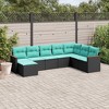 vidaXL Patio Sofa Set Black, Blue Poly Rattan, Polyester, Steel 8 Piece - 2 of 4