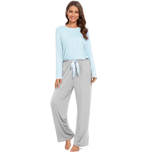 Cheibear Women's Satin Button Down Lounge Sleepwear Tops And Pants