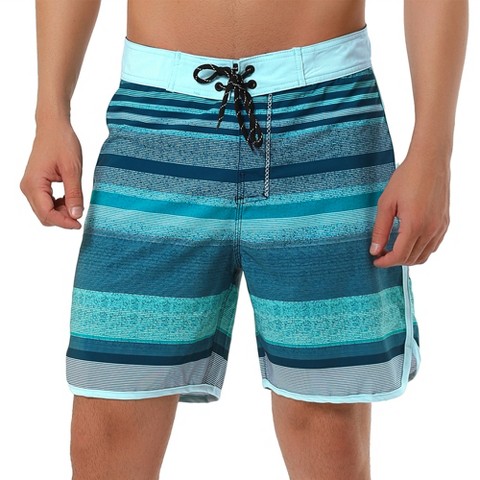 INSPIRE CHIC Men's Summer Drawstring Contrast Color Blue Swim Shorts Blue 32