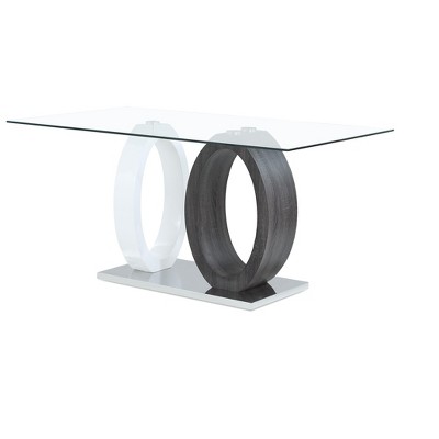 NicBex Dining Table Modern Transparent Tempered Glass Dining Room Table with MDF Base for Dining Room