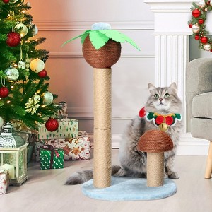 27.5in Coconut Palm Tree Cat Scratching Post, Cute Cat Scratcher with Natural Sisal Posts & Dangling Balls for Indoor Cats - 1 of 4