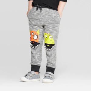 Toddler Boys' Specialty French Terry Jogger Pants with Monster Knee Hits -  Cat & Jack Gray 12M, Boy's, by Cat & Jack