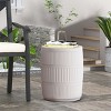Okak Minimalist LightWeight Concrete Outdoor Side Table Indoor End Tables, Decorative Garden Accent Table Stools for Yard Balcony Patio, Antique White - 2 of 4