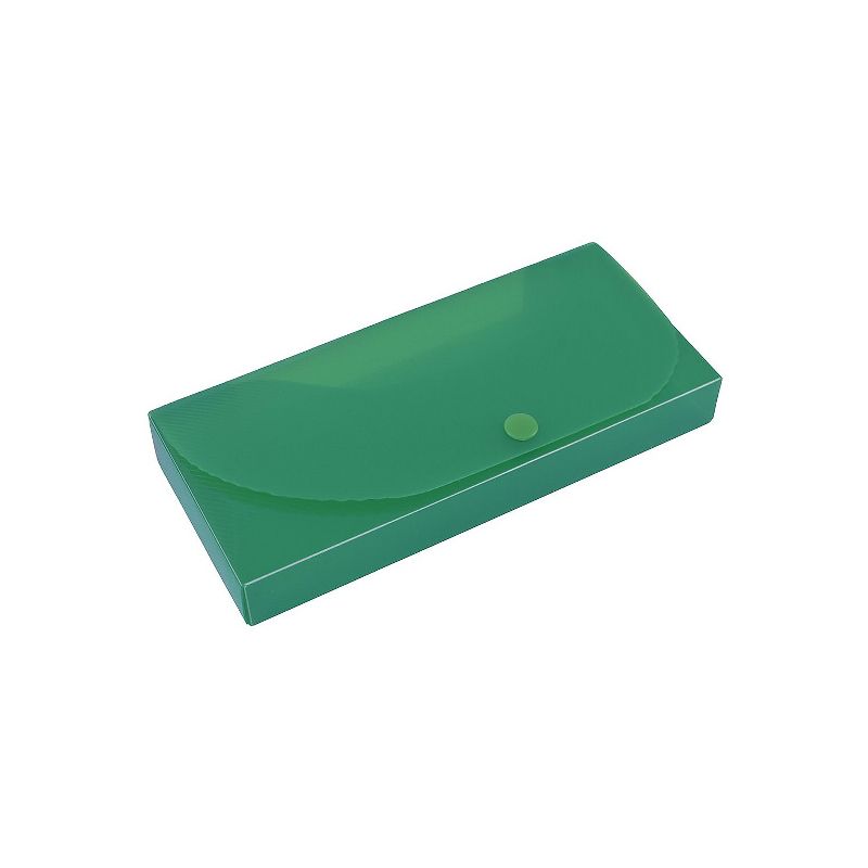 JAM Paper Plastic Pencil Case Snap Button Pencil Case Box Dark Green 166532741, 3 of 5