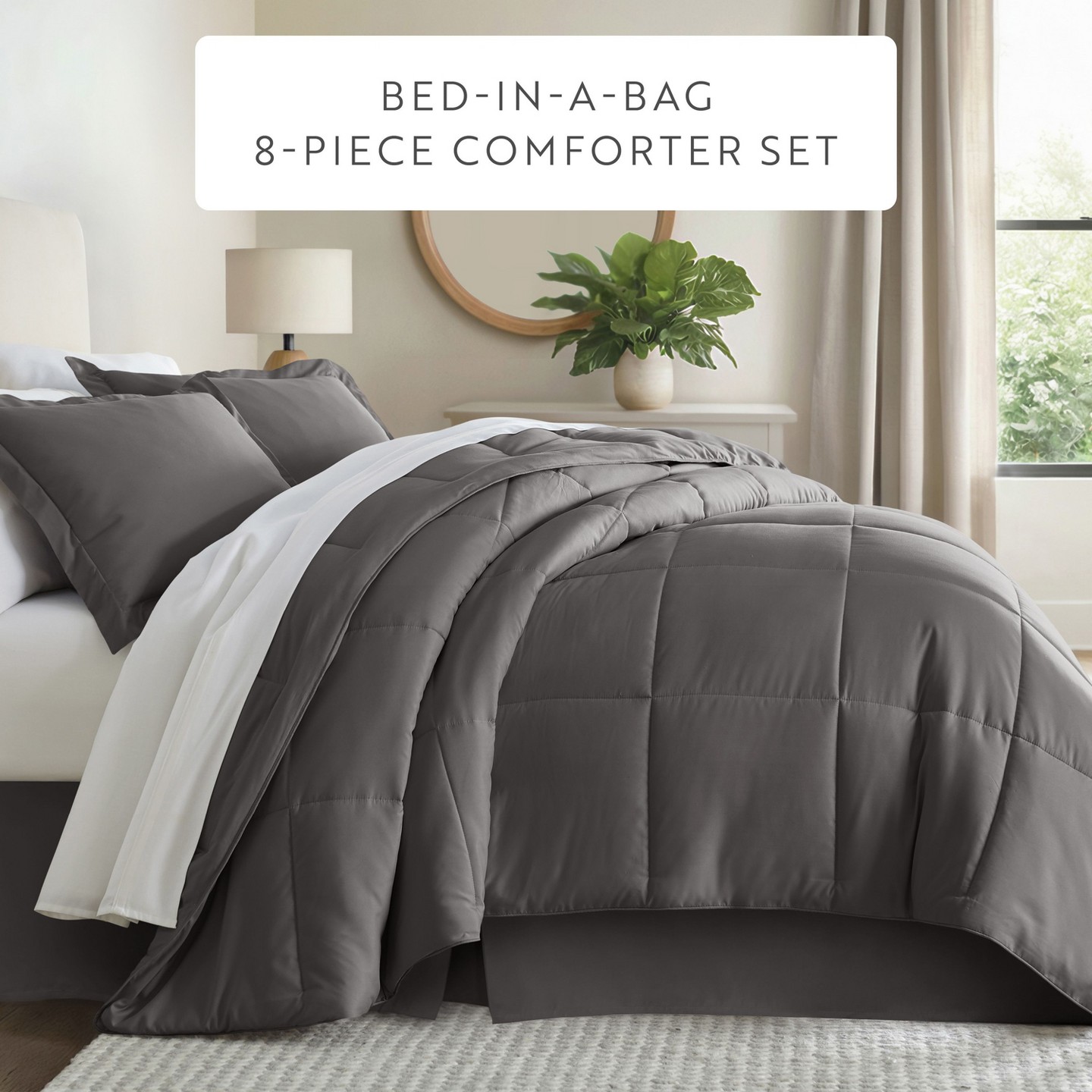 Комплект постельного белья Becky Cameron Essential Bed In A Bag Comforter Bedding Set, Ultra Soft, цвет: Серый — фото 2