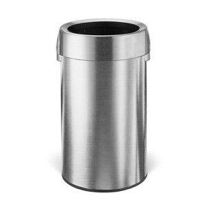 Home Zone Living 16 Gallon Stainless Steel Open Top Trash Can with Round Design, Silver - 1 of 4
