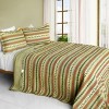 Slickblue 3PC Cotton Vermicelli-Quilted Patchwork Quilt Set, Full/Queen Size with 2 Shams, 12 Patterns - 2 of 4