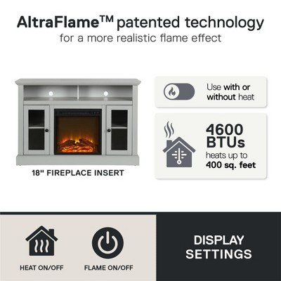 Dove Gray Electric Fireplace TV Console with Cabinet