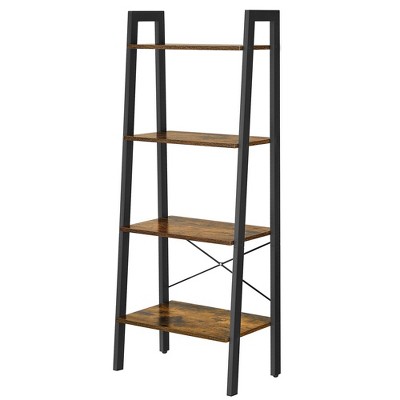 VASAGLE 4-Tier Ladder Shelf Wall Ladder Bookshelf Bookcase Furniture Storage Rack Shelves