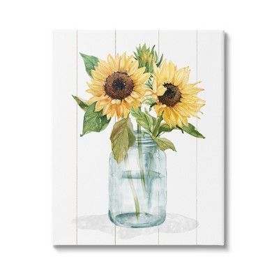 Stupell Yellow Sunflowers Country jar Gallery Wrapped Canvas Wall Art