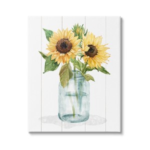 Stupell Yellow Sunflowers Country jar Gallery Wrapped Canvas Wall Art - 1 of 4