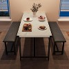 Vintage Kitchen Dining Set with Table and 2 Upholstered Benches, Perfect for Small Spaces and Seating for Two - 4 of 4