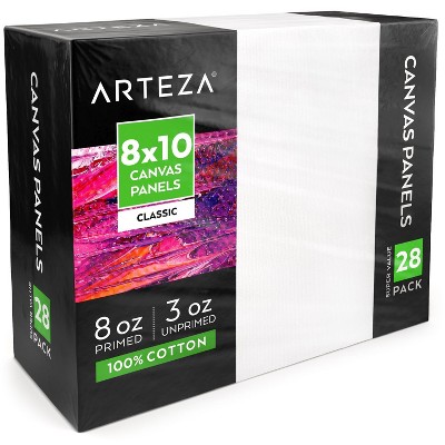 Arteza Canvas Panels, Classic, White, 8"x10", Blank Canvas Boards for Painting - 28 Pack (ARTZ-8348)