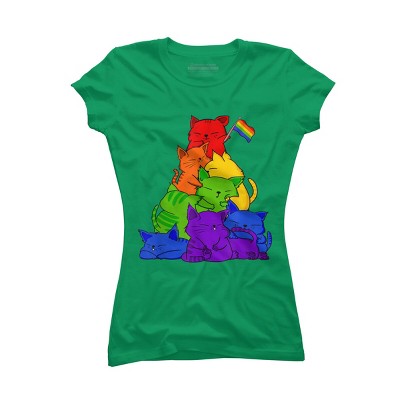 Adult Design By Humans Cat Pile Rainbow Pride Flag By ACEGlobal T-Shirt