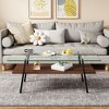 Rectangle Coffee Table, Tempered Glass Tabletop, with Metal Legs, Modern Table for Living Room - 3 of 4