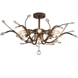 LLHZSY 6-Light Vintage Crystal Candle Tree Branches Flush Mount Ceiling Light - Black - W28.74" - 1 of 4