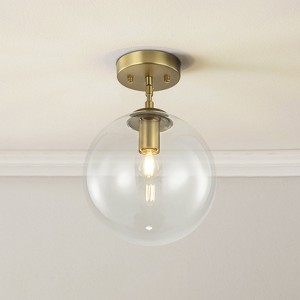Rennnsan Ulverra 9"W 1-Light Globe Glass Modern Dimmable Pendant in Gold - 1 of 4