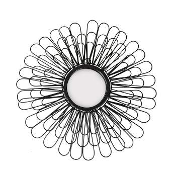 Flower Wall Mirror Black Metal & Glass by Foreside Home & Garden