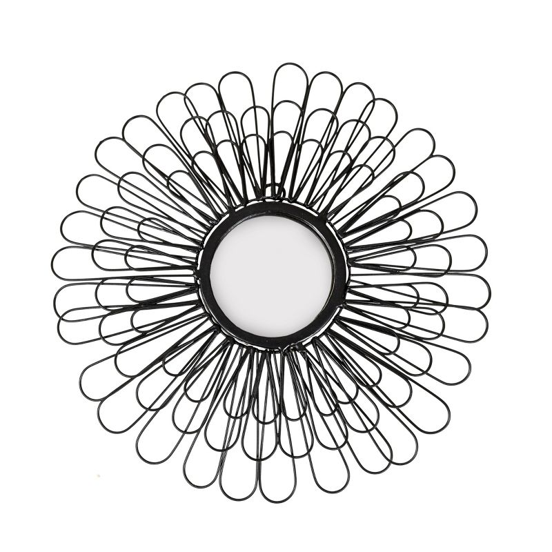 Flower Wall Mirror Black Metal & Glass by Foreside Home & Garden, 1 of 7