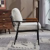 Airsurfer Modern Accent Chair with Natural Wood Armrests, Black Metal Frame, Beige Upholstered Seat, Comfy Lounge Chair for Home, Set of 1 - 4 of 4