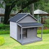 LAOTIES Large Outdoor Dog House with Porch,Weatherproof Wood Dog Kennel,Asphalt Roof,Removable Floor - 2 of 4