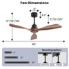 Sofucor 48" Ceiling Fan without Light 3 Walnut Wood Blades Black and Brown - 3 of 4