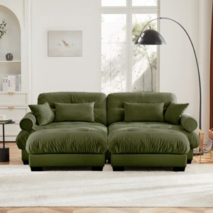 Modern 2 Seater Sofa With Ottoman, Sectional Sofas Large With 2 Ottoman, Large L Shape Sofa With Waist Pillow And Throw Pillows-Cuddlewood - 1 of 4