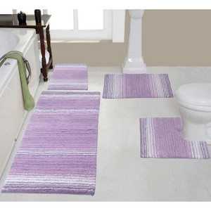 Gradiation Bathroom Decor, Washable Rug, Bathroom Mat, Bathroom Rug Set, Bath Mat Set, Bath Floor Mat Non-Slip, 4 Pcs Set with Runner, Purple - 1 of 4